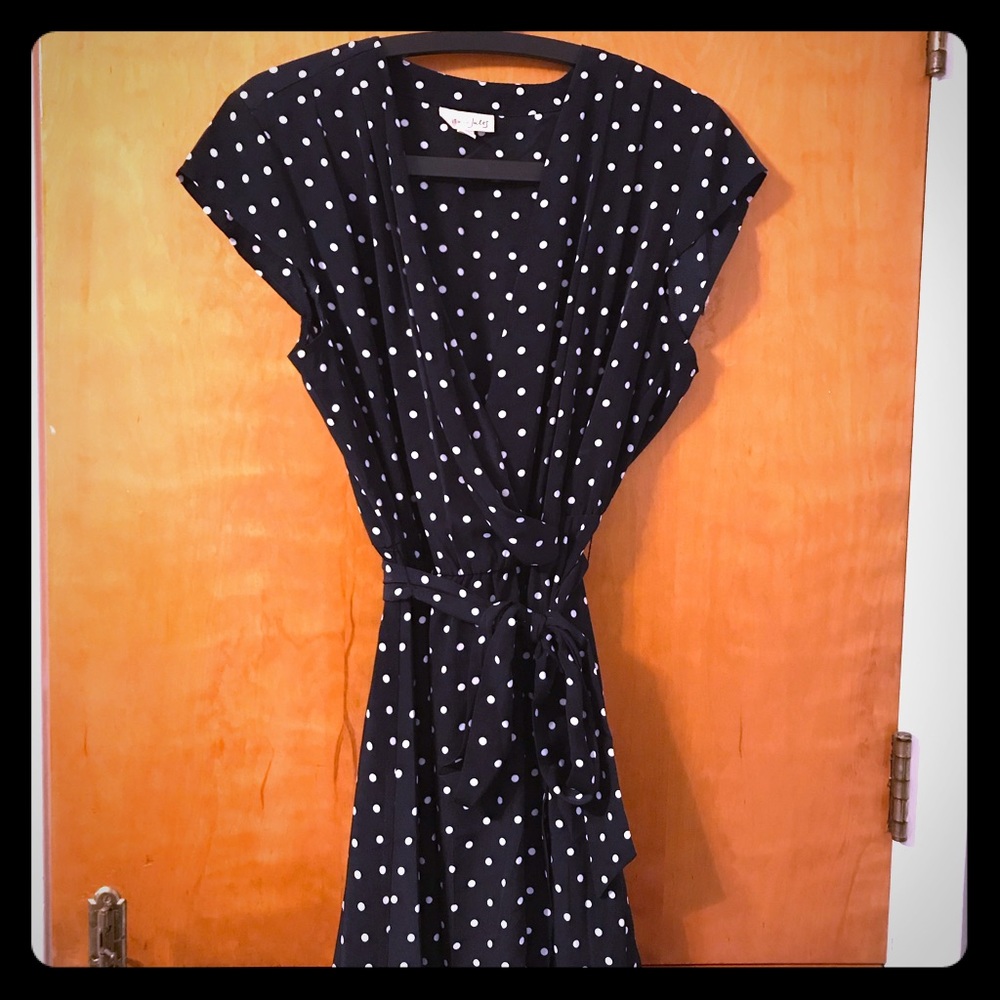 Maison Jules navy polka dot dress